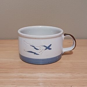 Otagiri Seagull Soup Mug Stoneware Pottery Ceramic Nautical Blue White Vintage